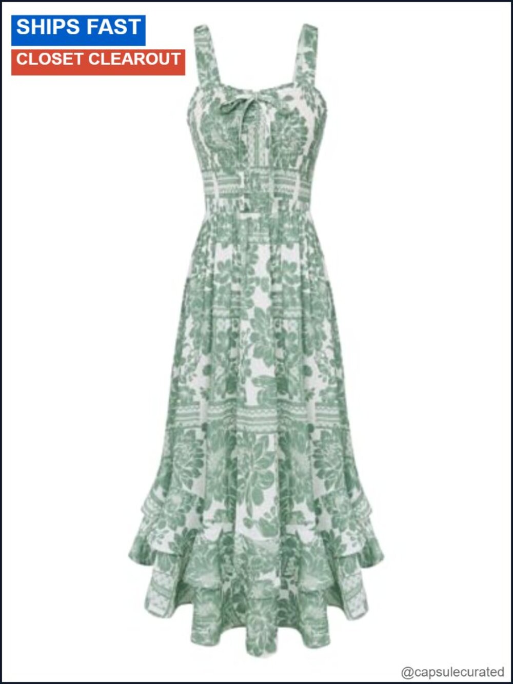 Women's Floral Boho Strappy Maxi Dress Smocked Open Back Tiered Ruffle